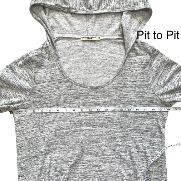 Chance or Fate Crochet Sleeve Gray Hooded Sweatshirt Shirt Size Medium - Picture 12 of 16